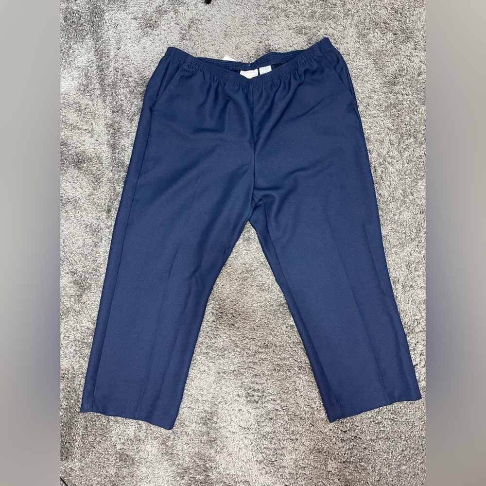 Alfred Dunner navy short elastic pull on classic pant trousers women’s size 20W